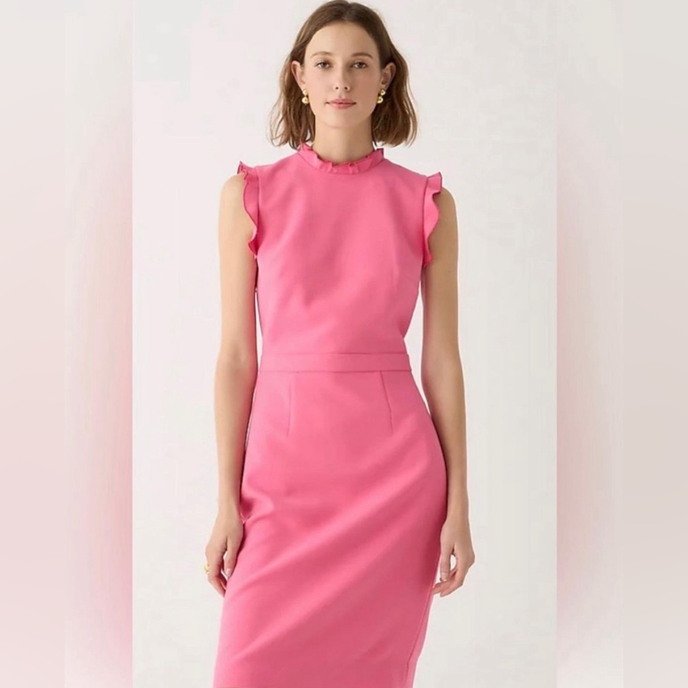 *NWT J.Crew Ruffle-trim sheath dress in stretch crepe, size 8, BP646
